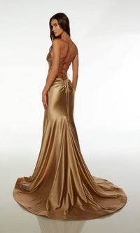 Alyce Stretch-Satin Lace-Up Long Prom Dress 61674