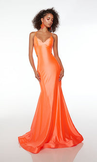 Alyce Stretch-Satin Lace-Up Long Prom Dress 61674