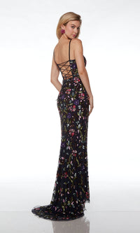 Alyce Colorful Beaded Long Floral Prom Dress 61687