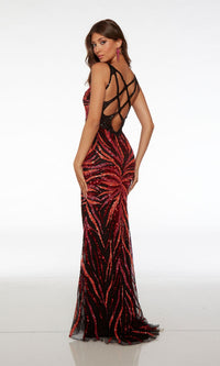 Hand-Beaded Alyce Long Flame Prom Dress 61694