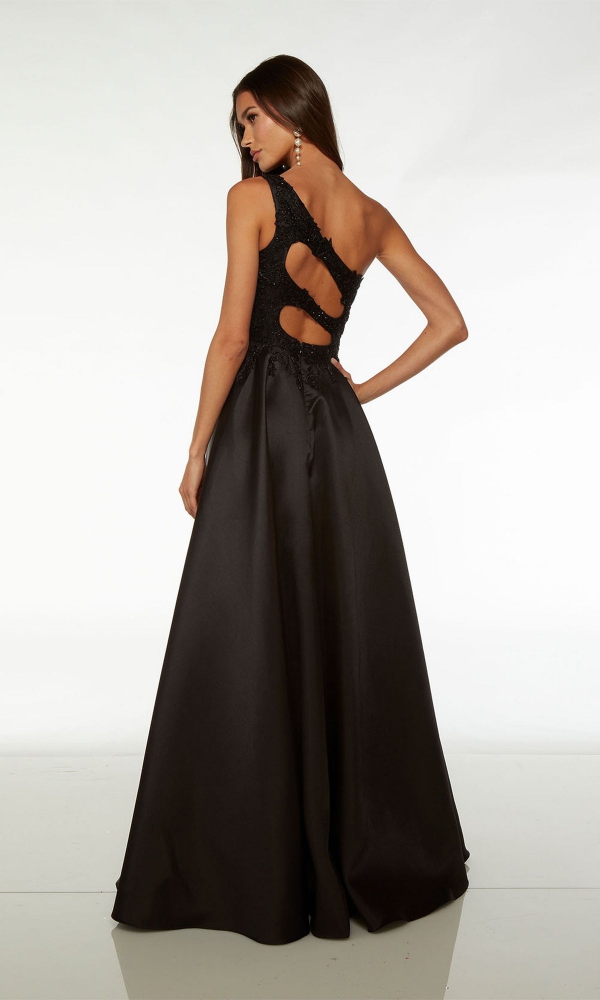 Alyce One-Shoulder Long Black Prom Dress 61700