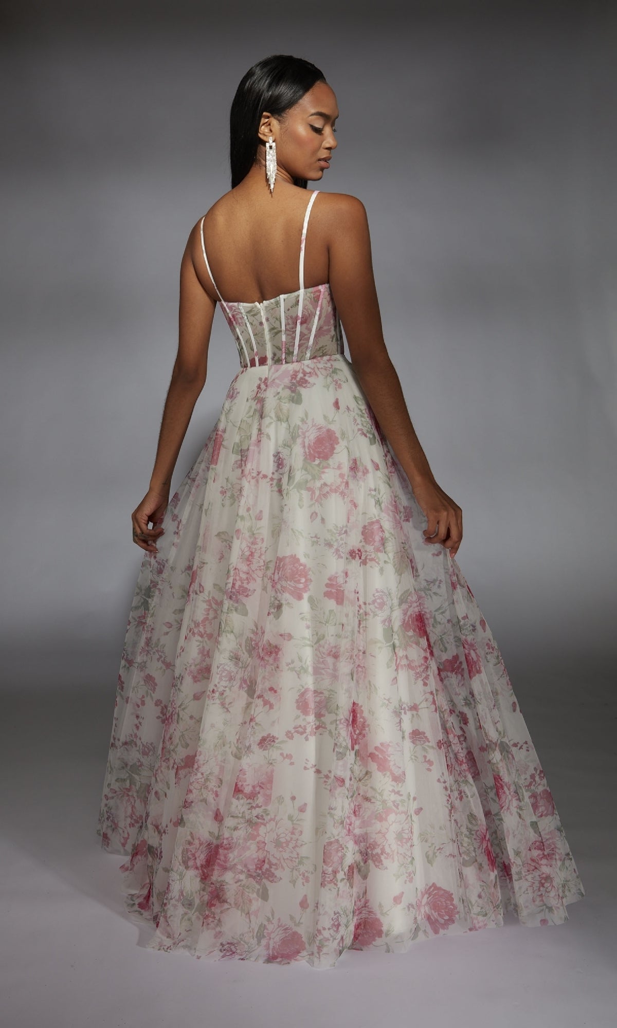 formal dress printed One-Shoulder Floral-Print Long Formal Dress A25113 Teal/Gold / 2