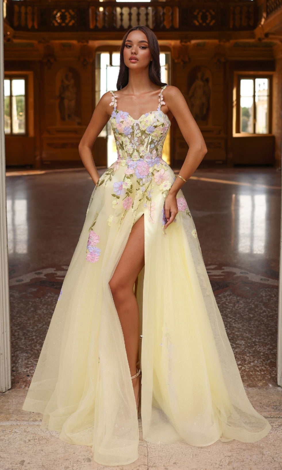 Alyce 61909 Long Prom Dress Lilac/Multi / 000 Alyce 61909 Long Prom Dress Lilac/Multi / 000