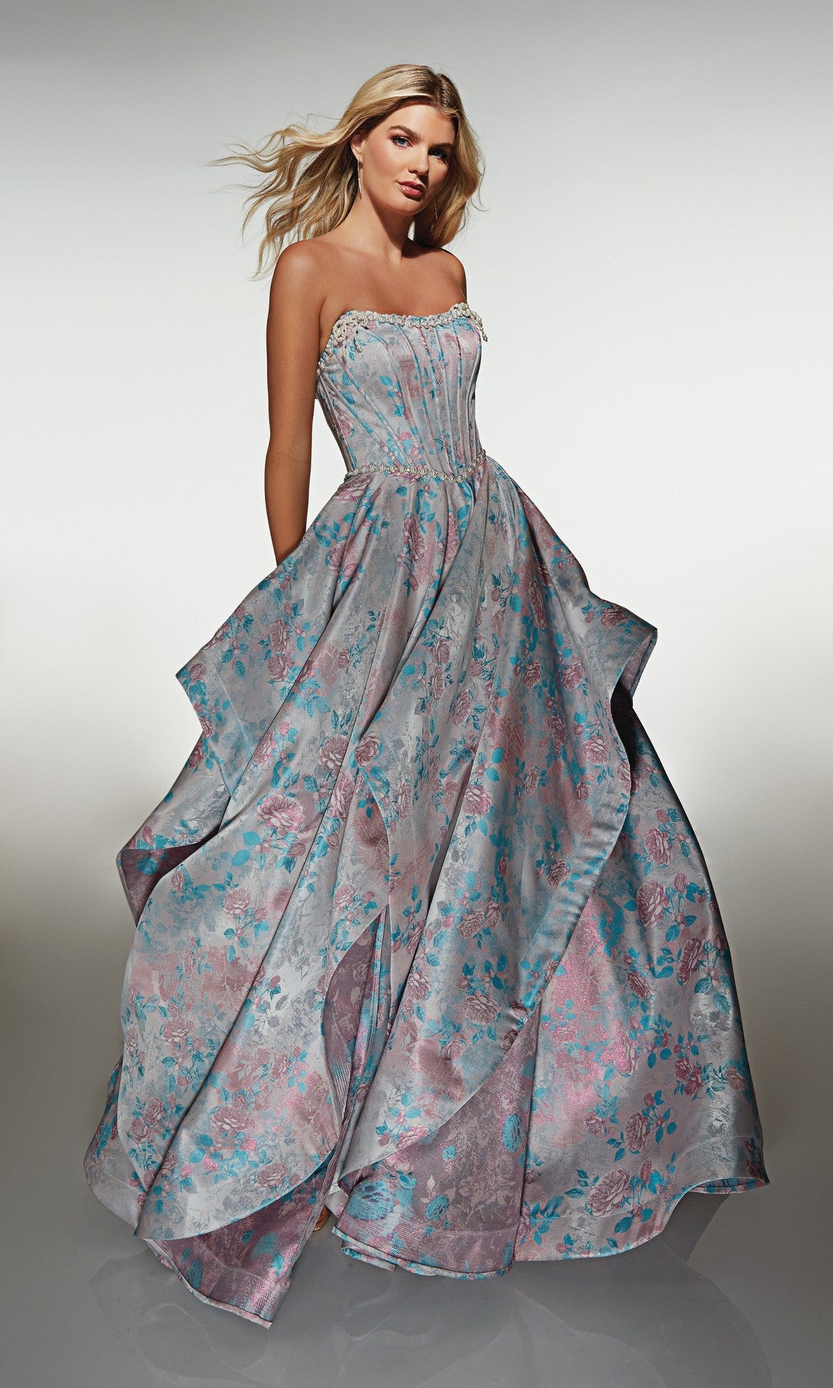 Long Prom Dress: Alyce 61997 Silver Lake/Pink / 000