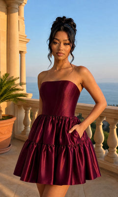 Wine Red Mini Hoco Dress: Blondie Nites 6204BN Wine / 0