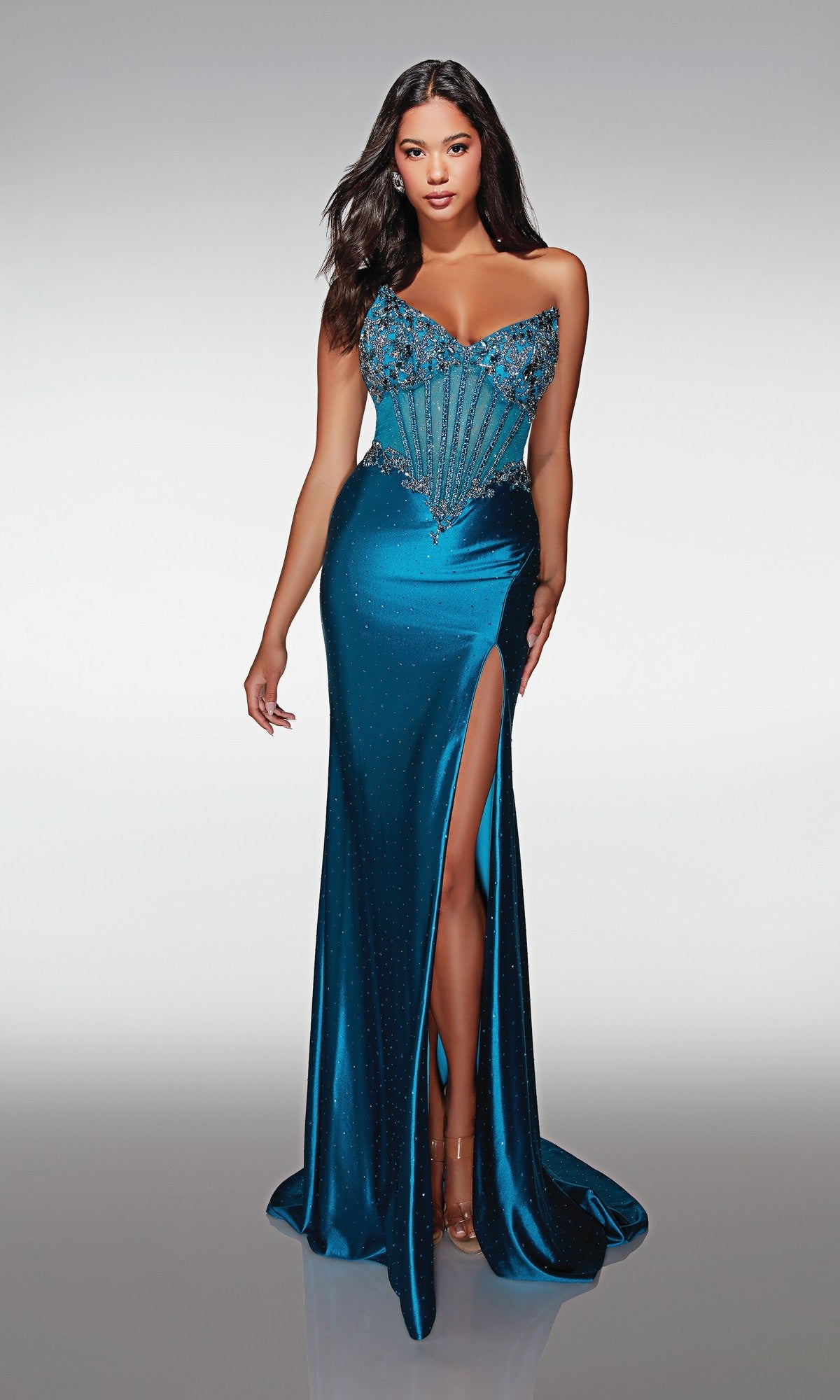 gradient blue prom dress Alyce 62168 Long – PromGirl formal events 51$ - 100$ Party dress Jacquard Daily Dress Blue Color:Forest Green Burnout
