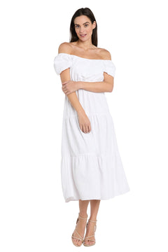 r&m richards off the shoulder dress Tea-Length White Party Dress: R&M Richards 6669 White / 6