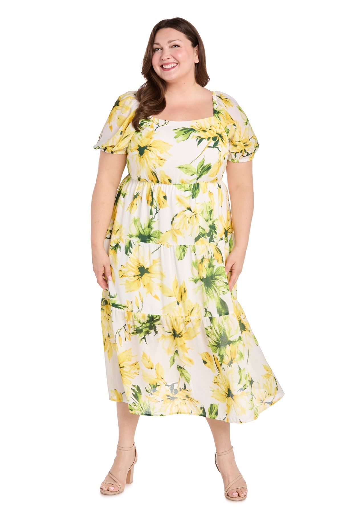 Plus-Size Knee-Length Party Dress with Sunflowers – PromGirl