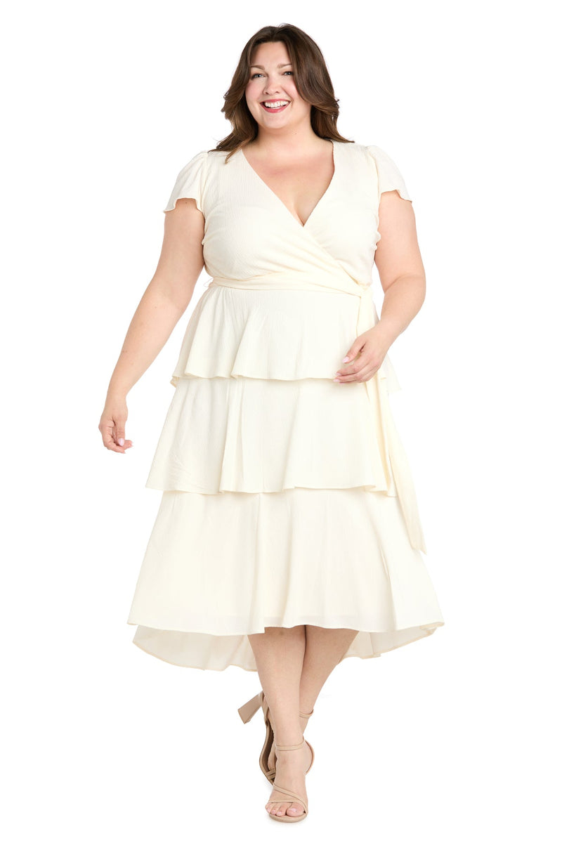 plus size cute white dresses R & M Richards Women's Short Sleeved Midi Wrap Dress, White, 22 W Formal dress Color:Yellow with White Embroidery Why We Love Lily by Firmiana 2026-06-24 :: Dresses Red Dress | Royal neckline and a wrap