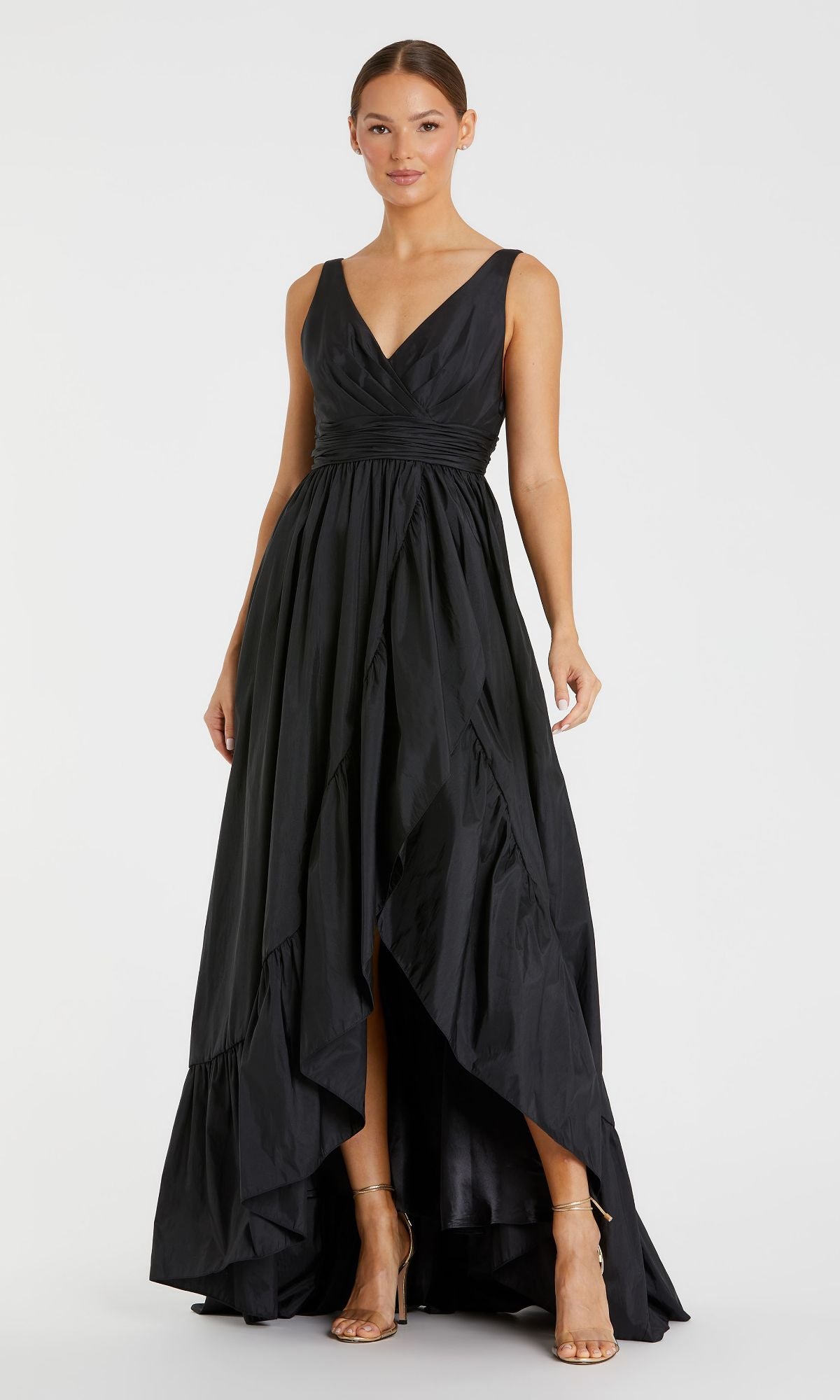chinese dress ladies Long Ruffled Formal Dress: Mac Duggal 67835 Black / 0