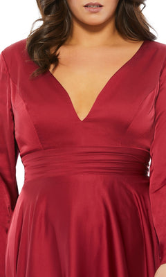 A woman wearing the Plus-Size Black Knee-Length Party Dress 67907.