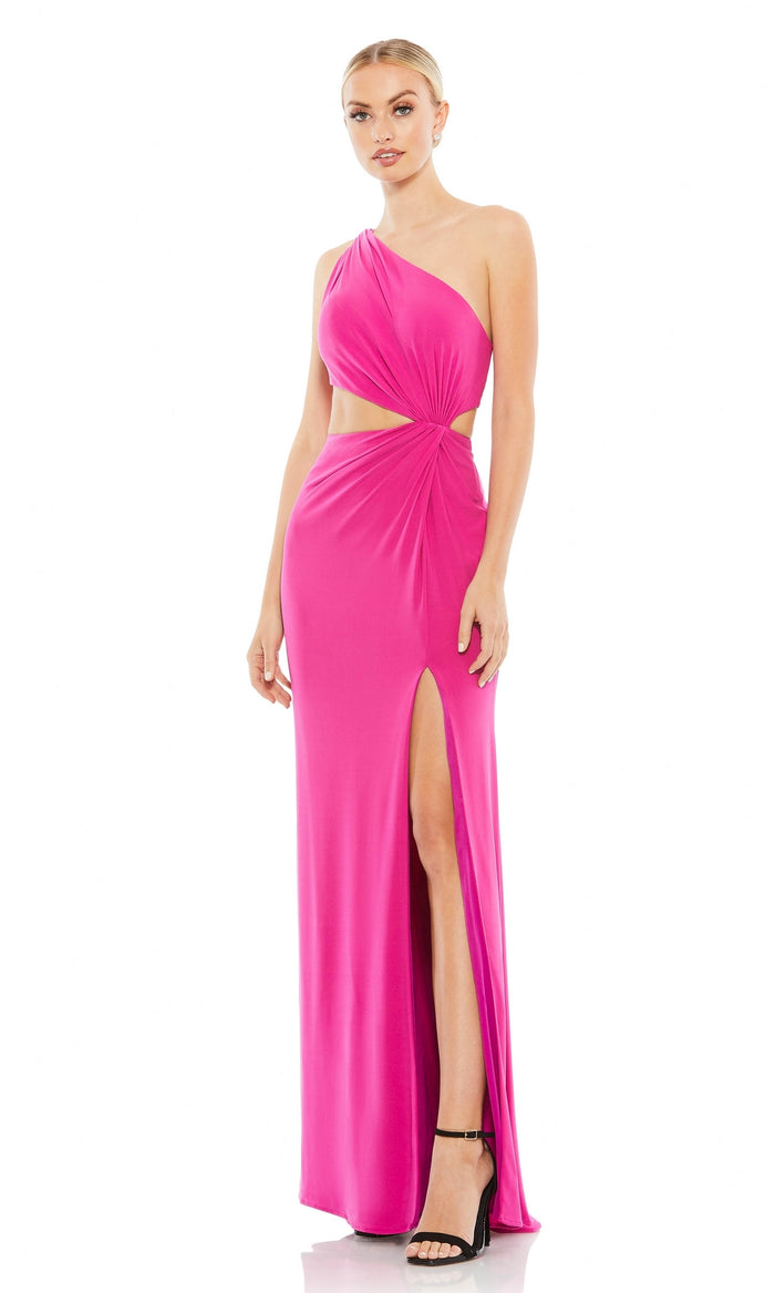 Bright Pink Long One-Shoulder Formal Dress 67937