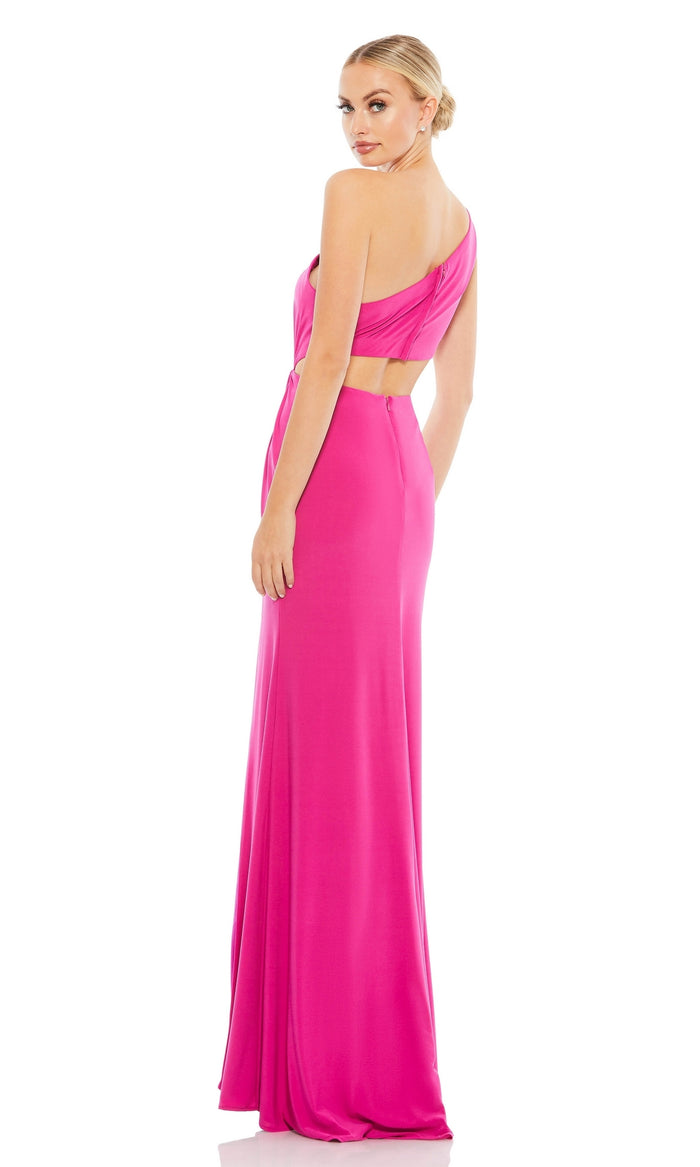 Bright Pink Long One-Shoulder Formal Dress 67937