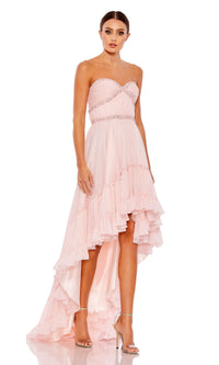 Grecian-Style Ruffled High-Low Party Dress 68096