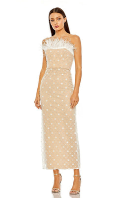 Feather Strapless Formal Dress: Mac Duggal 68140 White / 0