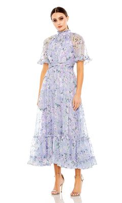 Mac Duggal 68259 Light Purple Floral Midi Dress PromGirl
