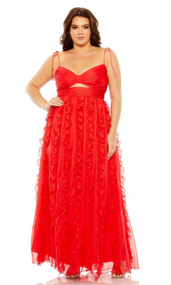 Plus-Size Long Cut-Out Formal Dress with Ruffles– PromGirl