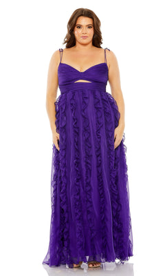 Plus-Size Long Cut-Out Formal Dress with Ruffles– PromGirl