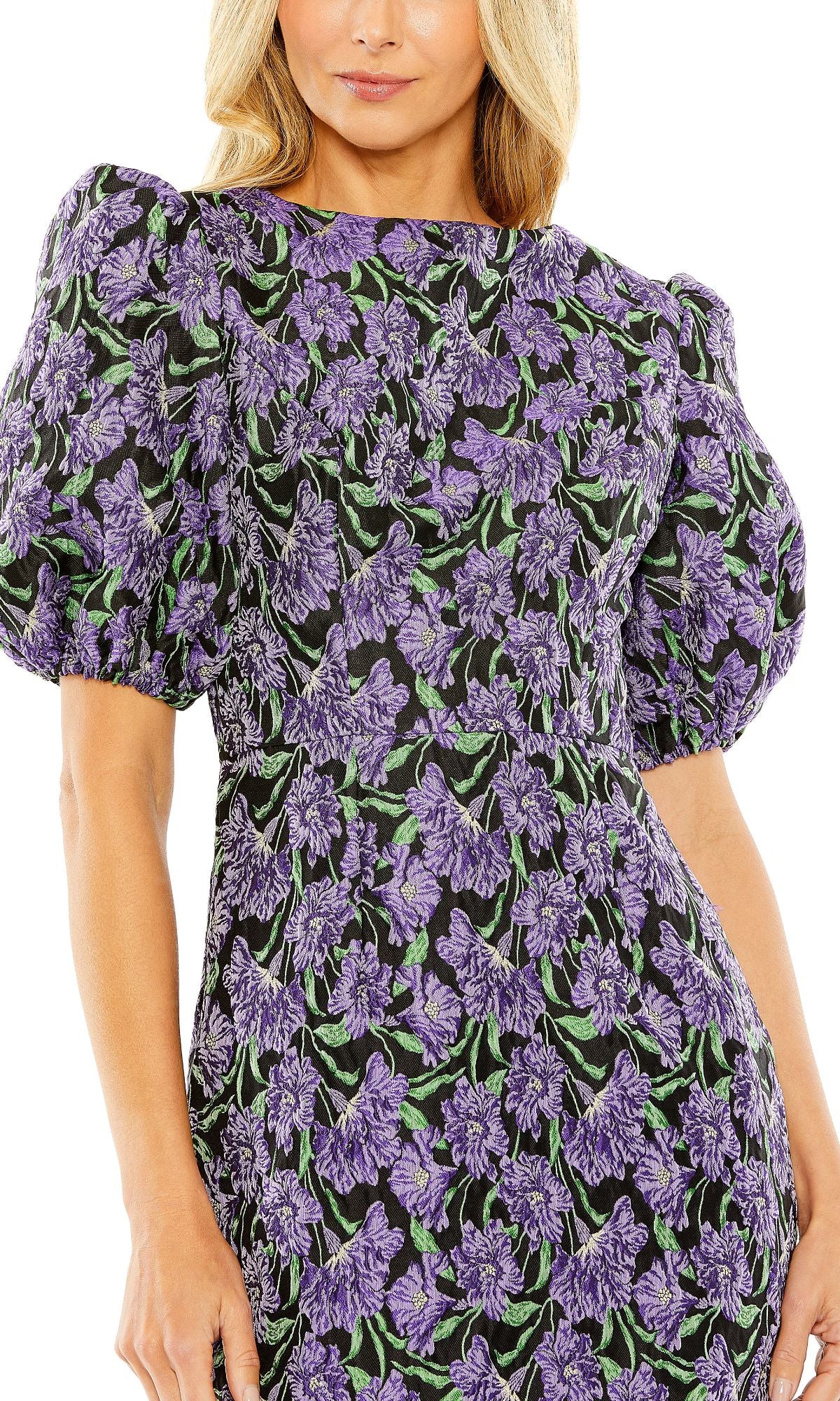 Purple Floral Wedding Guest Dress: Mac Duggal 68619