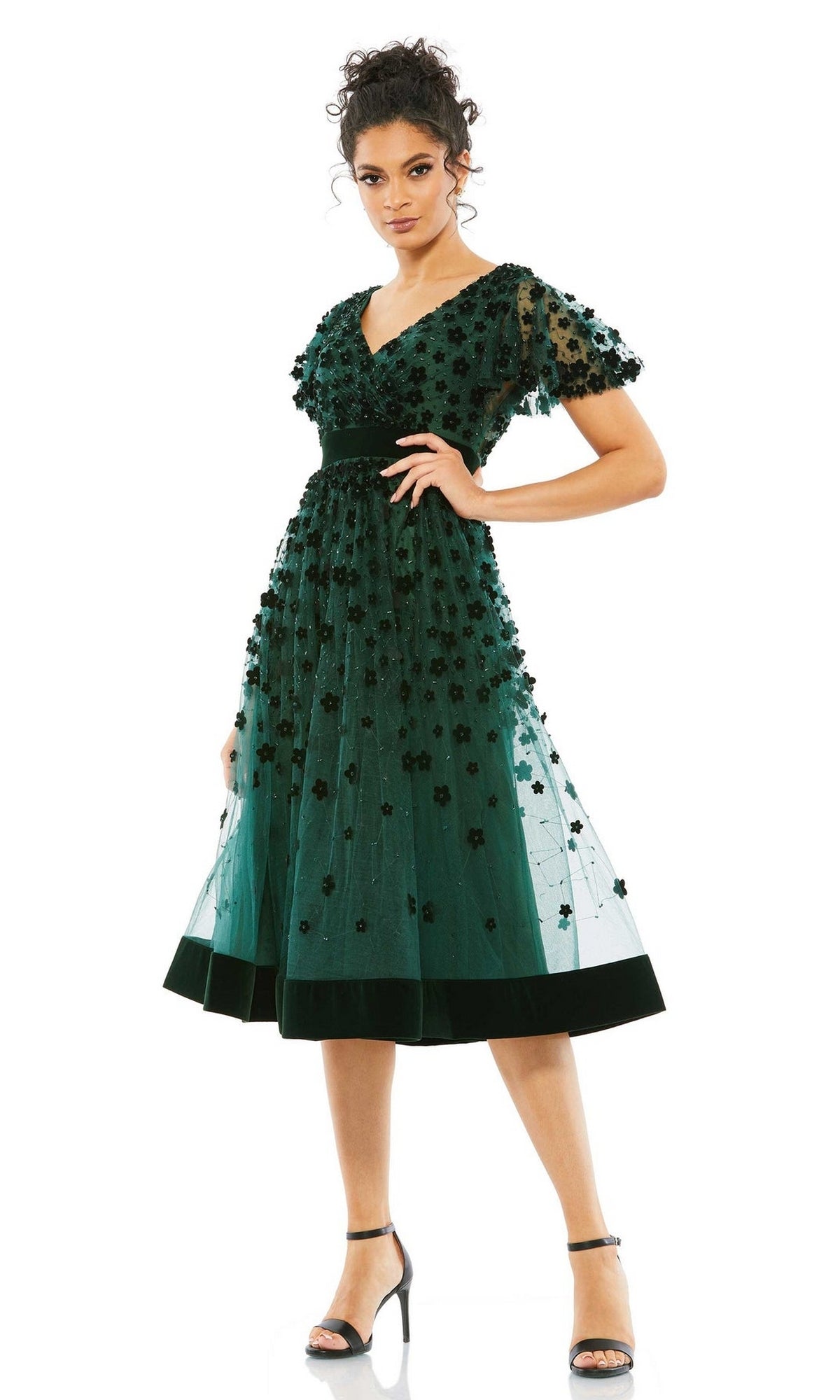 Mac Duggal 68735 Short Velvet Midi Cocktail Dress