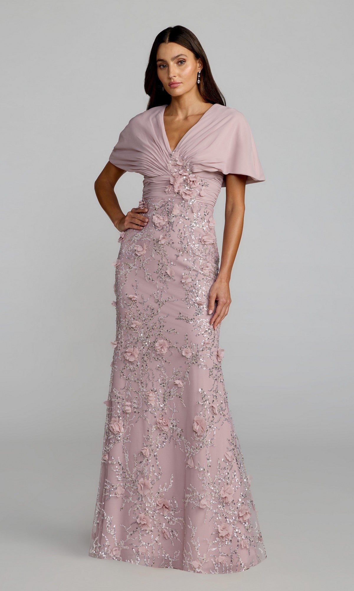 pink mac duggal dress Sparkly Long Formal Dress: 69125 Rose / 2 Womens Dresses Latex Lace Sleek striped satin brings LOC OLD Color:Strawberry/Gold