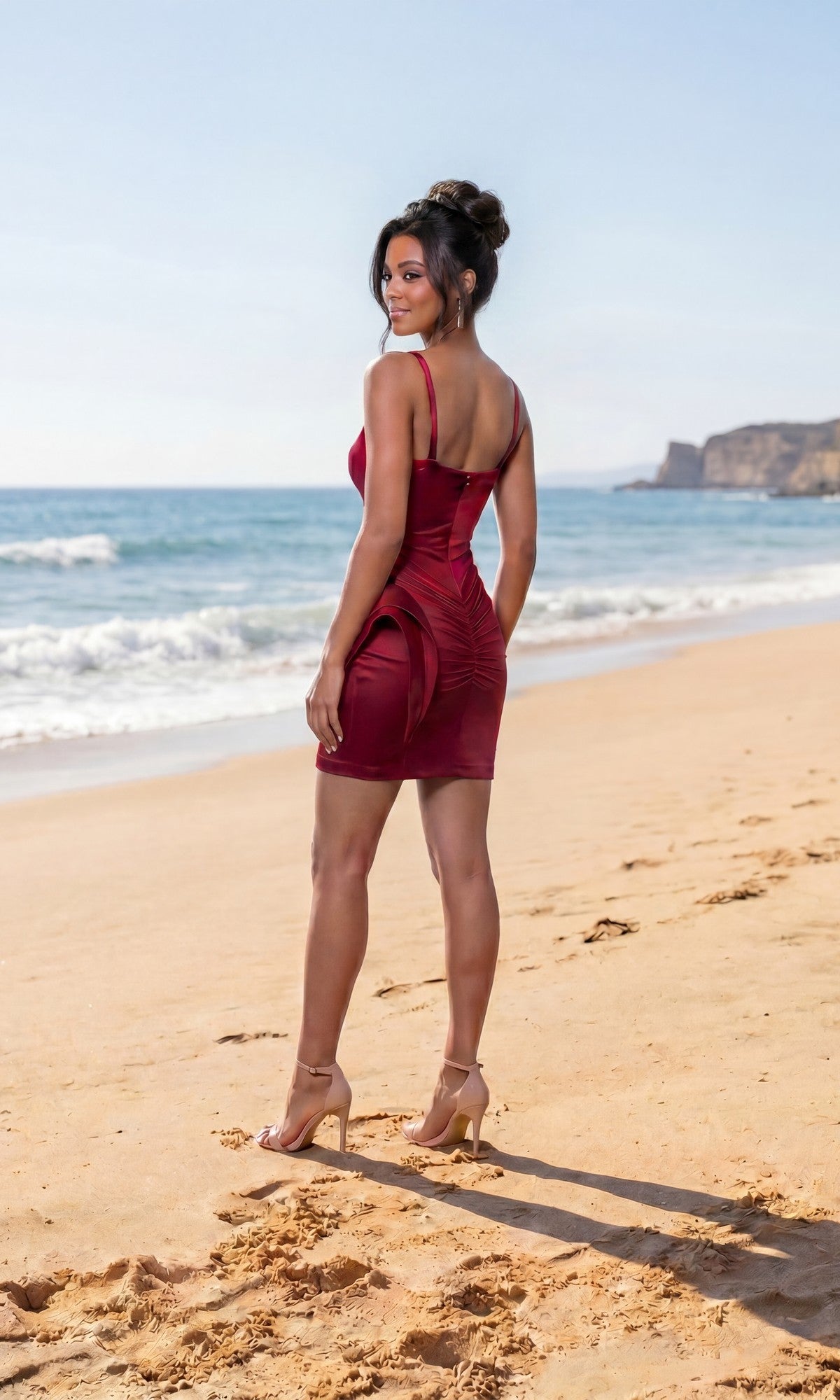 short bodycon wrap dress Faux-Wrap Sexy Mini Hoco Dress: Atria 6926S Light Pink / XSmall short tight black dress