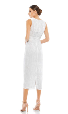 Mac Duggal Abstract Beaded Sleeveless Midi Dress Sage, Size 14