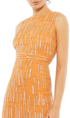 Mac Duggal Abstract Beaded Sleeveless Midi Dress Sage, Size 14