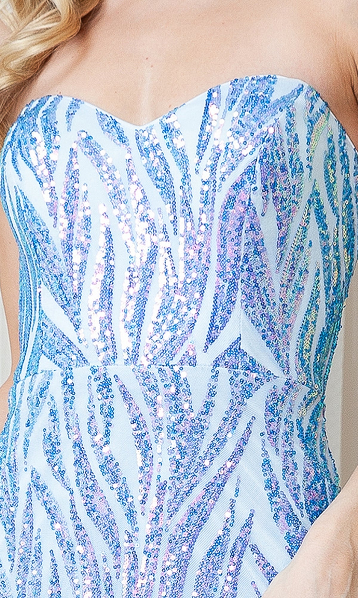 Sequin-Print Strapless Long Prom Dress 7028