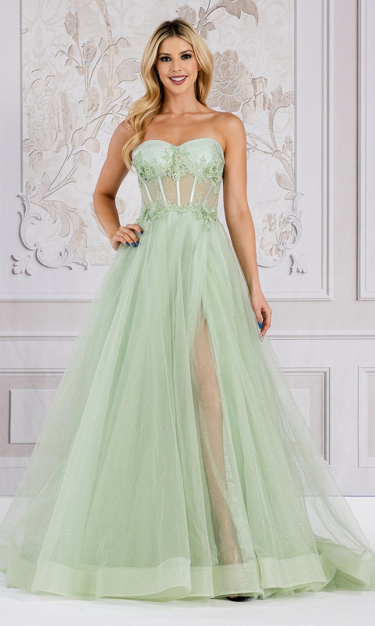 Strapless Sweetheart Long Prom Ball Gown 7042