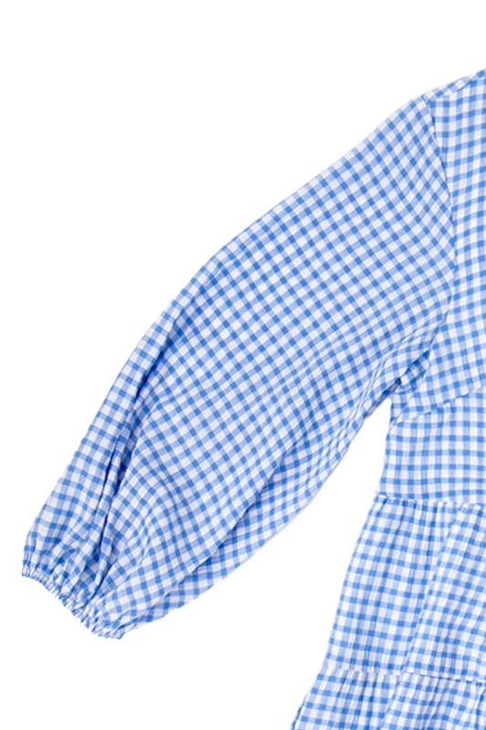Short Gingham Print Tiered Casual Dress FGDR31L009