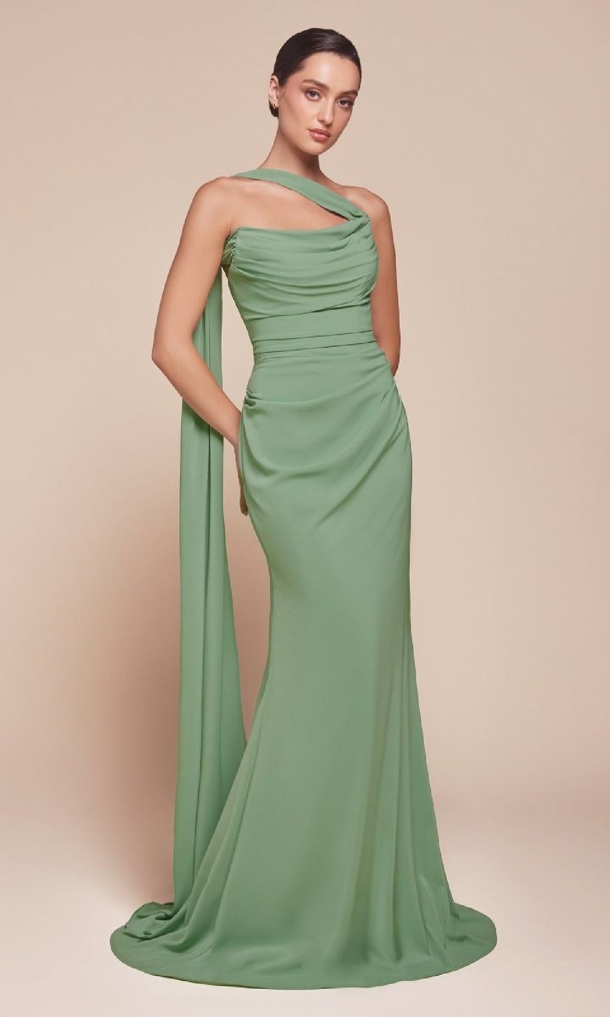 Long Chiffon Prom Dress with Multi-Way Neckline Dusty Sage / 12