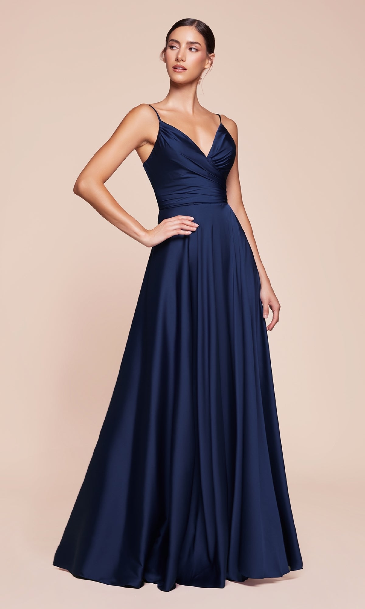 Classic A-Line V-Neck Satin Long Prom Dress with Slit PromGirl Classic A-Line V-Neck Satin Long Prom Dress with Slit PromGirl