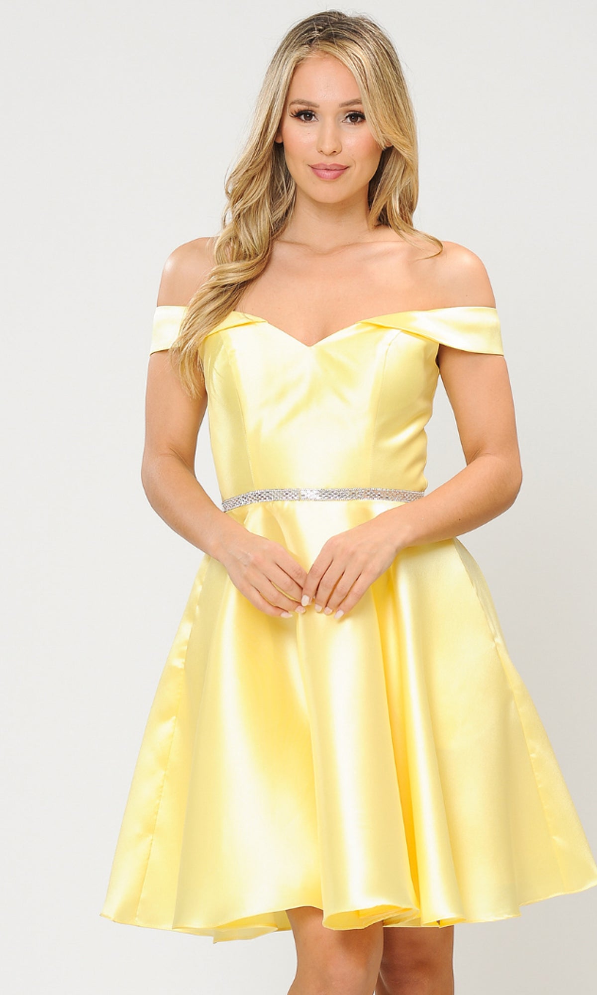 Off-Shoulder Short Mikado Homecoming Dress 7948