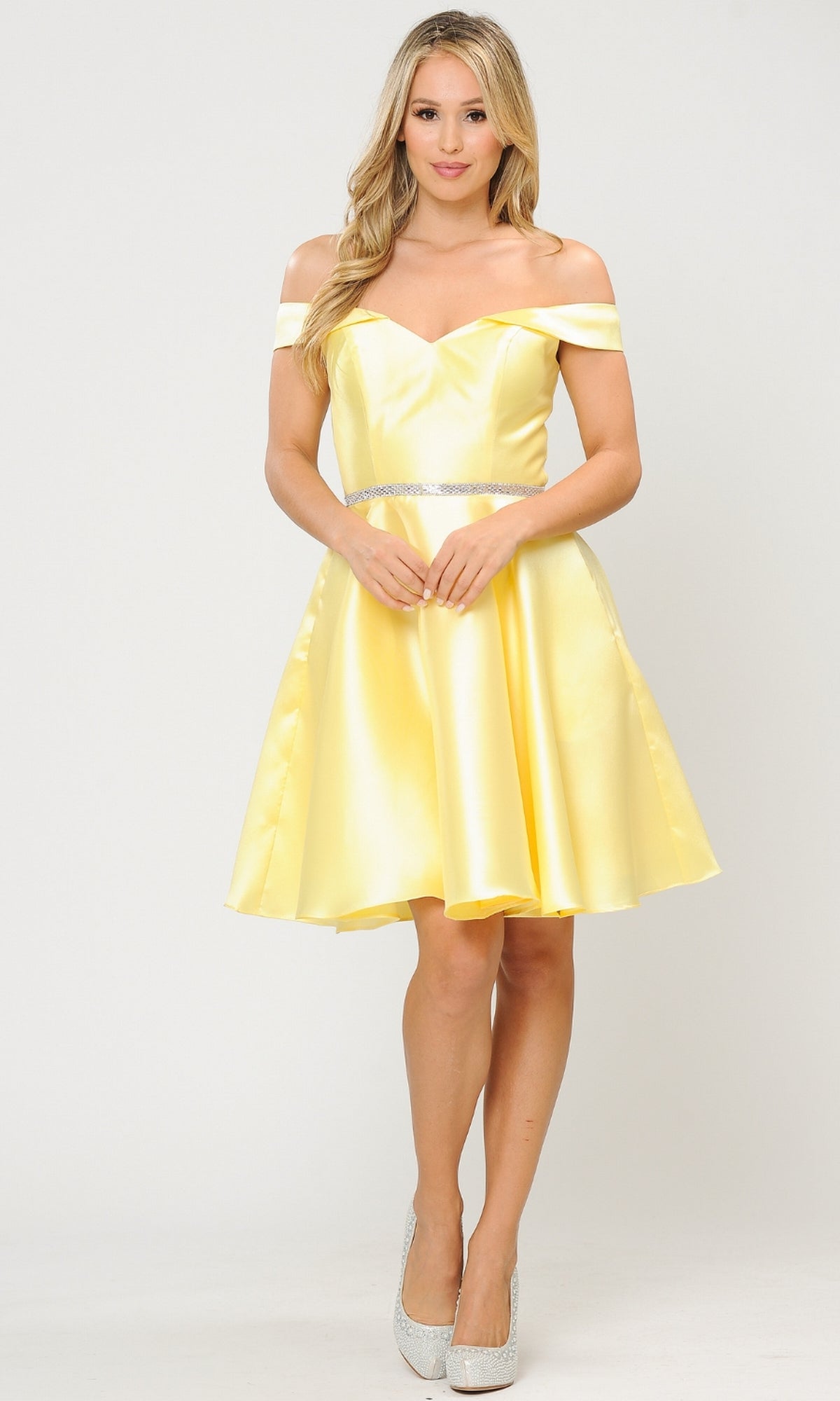 Off-Shoulder Short Mikado Homecoming Dress 7948