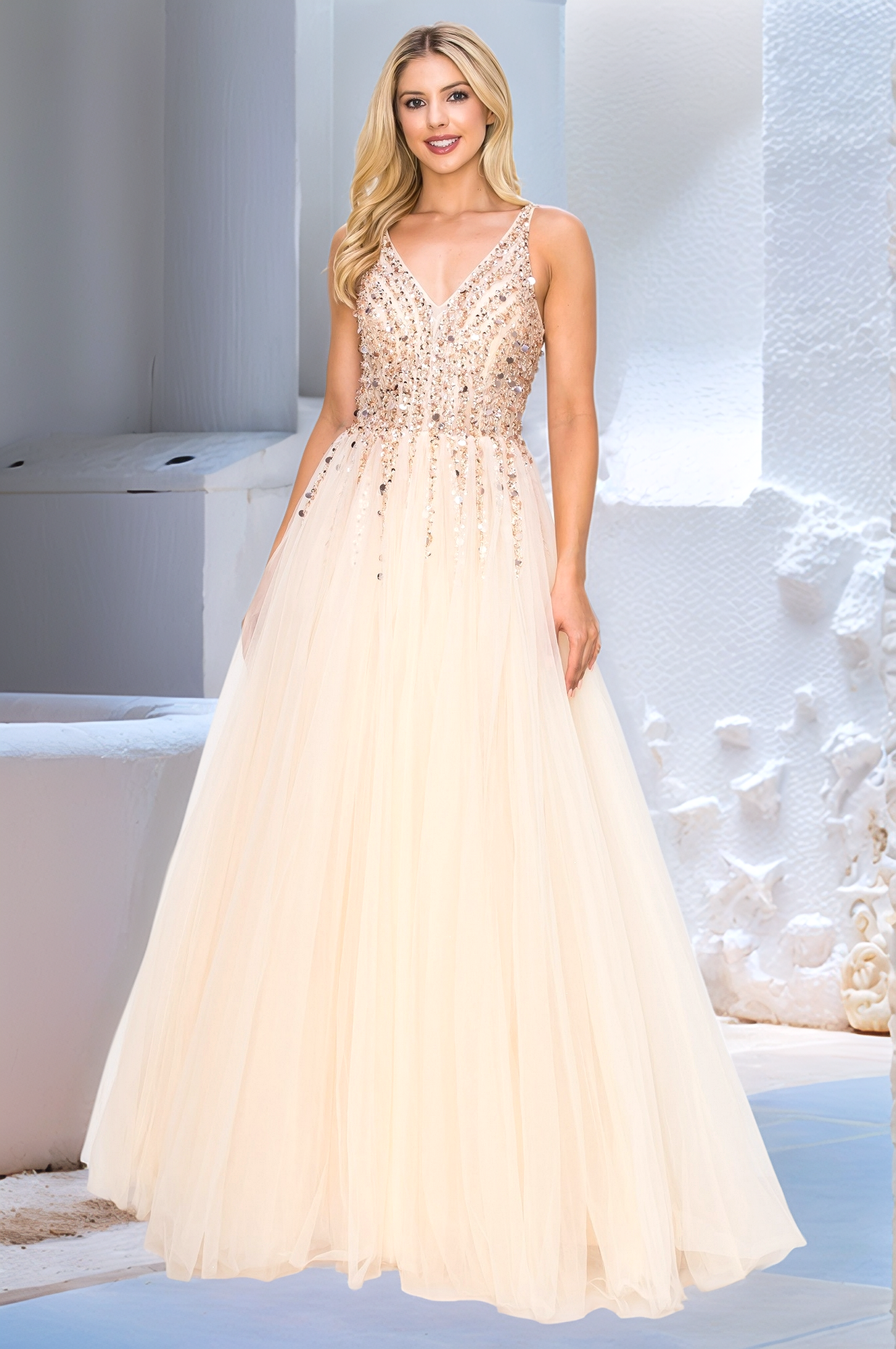 Sequin-Tulle Long Prom Ball Gown PromGirl - Main Image