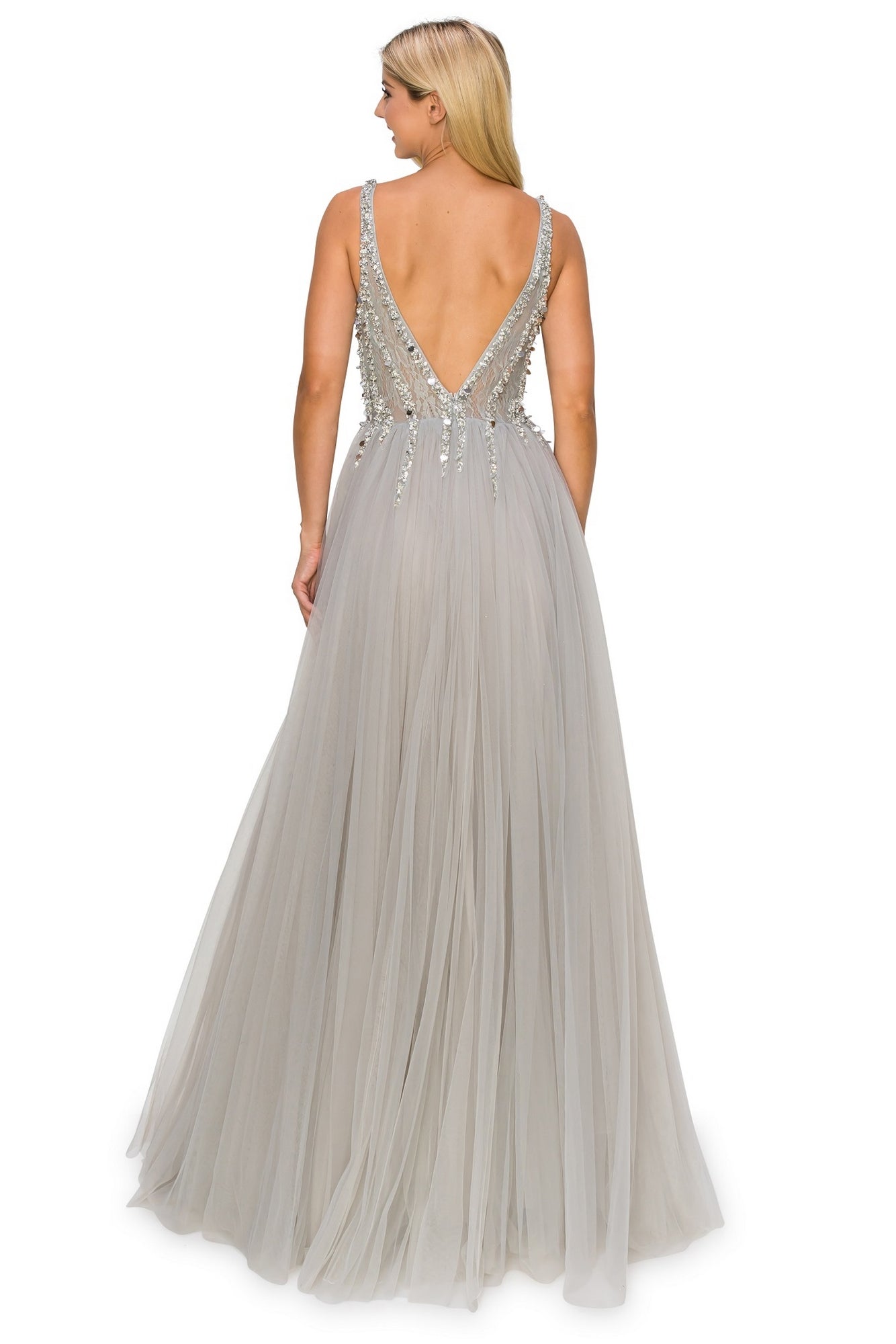 Long Tulle Prom Ball Gown with Sequins 8034J