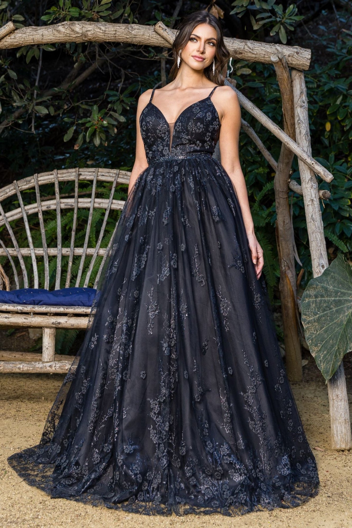 Long Glitter Prom Ball Gown with Corset - PromGirl