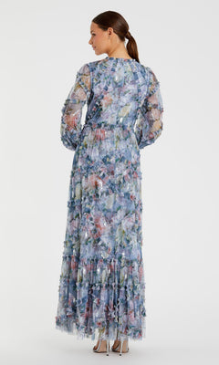 Modest Long Sleeve Long Formal Dress with Floral Print PromGirl Modest Long Sleeve Long Formal Dress with Floral Print PromGirl