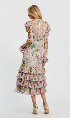 Mac Duggal Long Sleeve Floral Dress