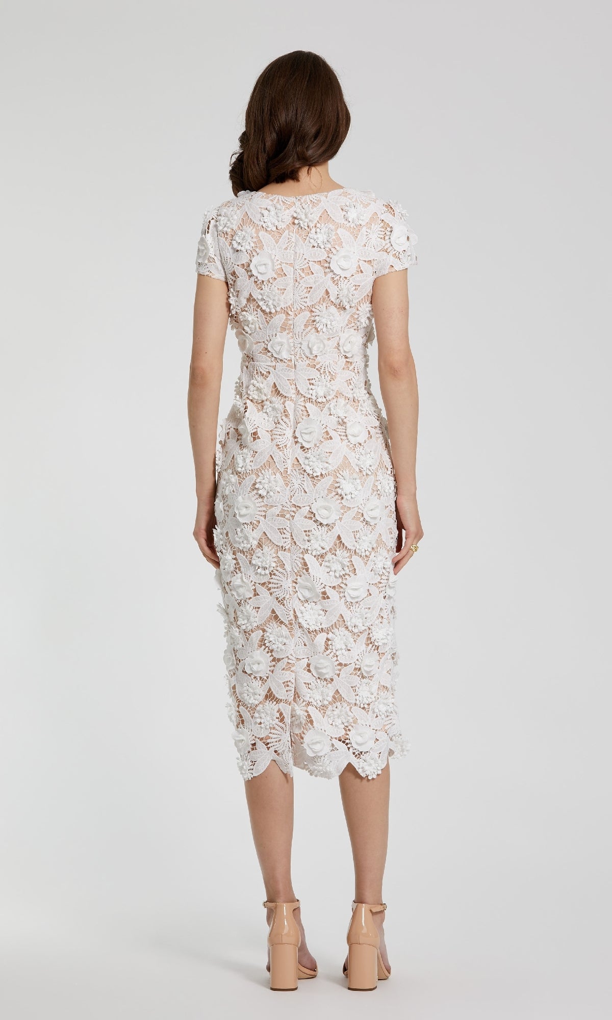 Tea-Length Lace Cocktail Dress with Cap Sleeves– PromGirl