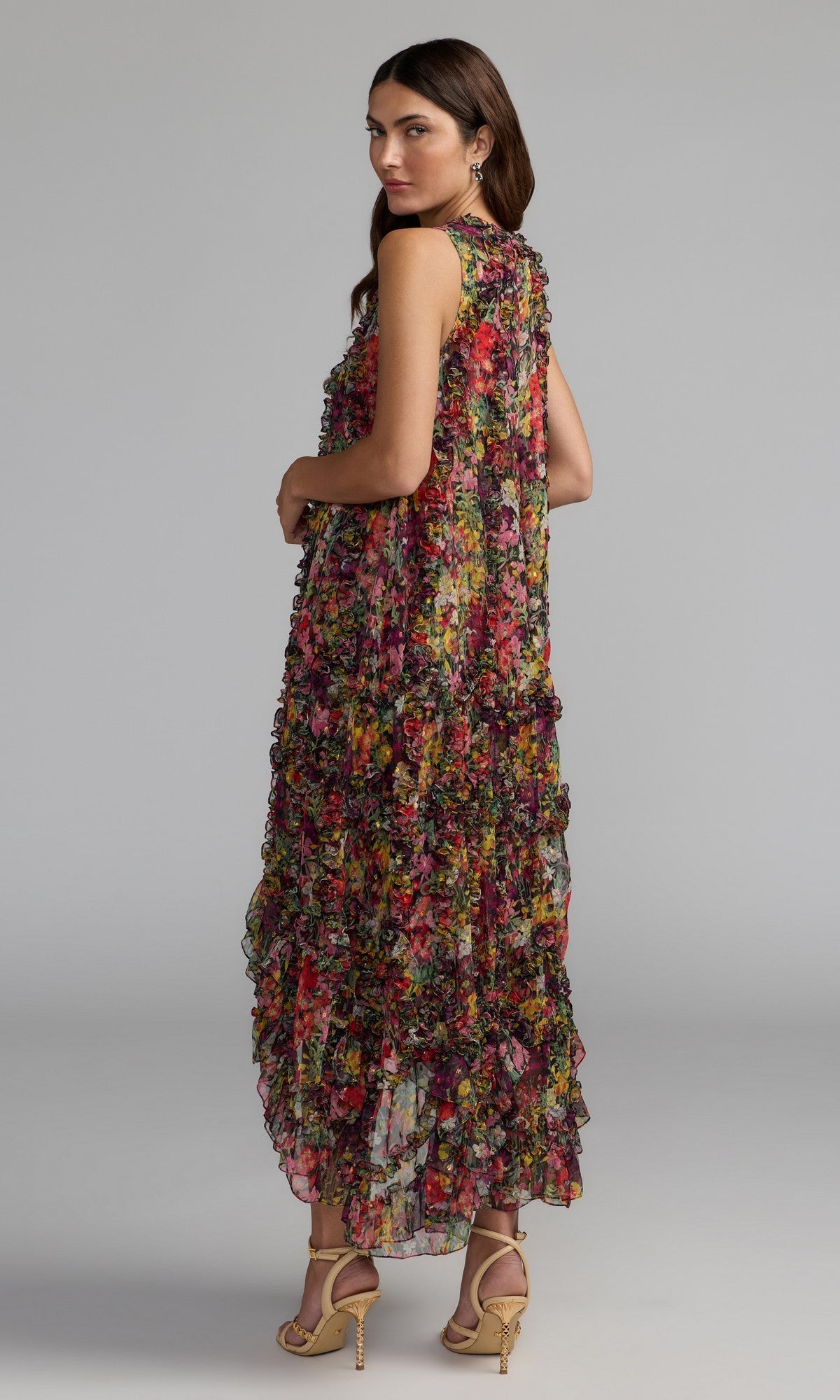 floral off the shoulder dress for wedding guest Green Sleeveless Chiffon Micro Ruffle Midi Color:White/Turquoise As a convertible floral size-14-d-m Reformation Genie Pleated Floral-print