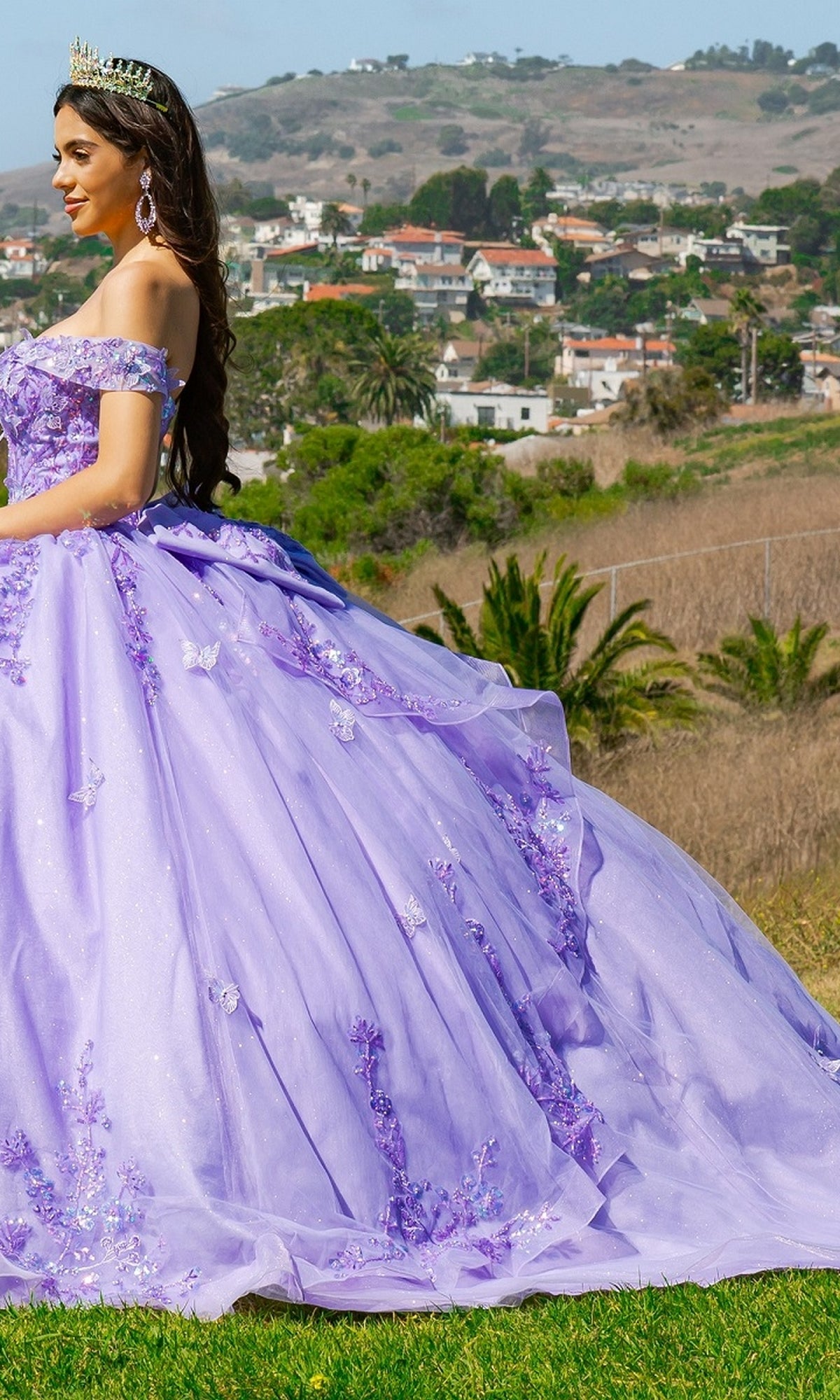 strapless open back dress Cinderella Couture 8111J Long Quinceanera Dress Lilac / Small
