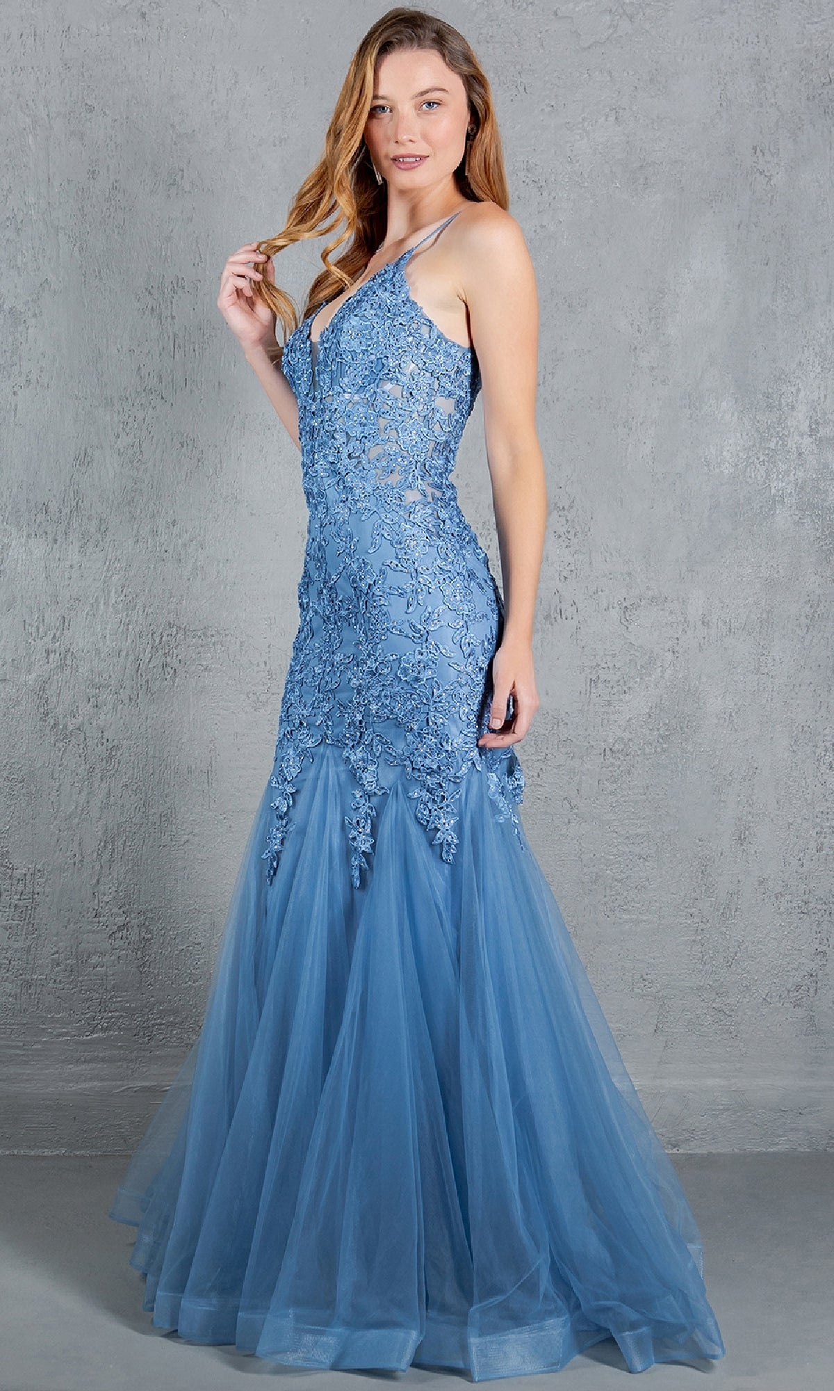 Long Mermaid Prom Dress with Beading Navy / 2XLarge Long Mermaid Prom Dress with Beading Navy / 2XLarge