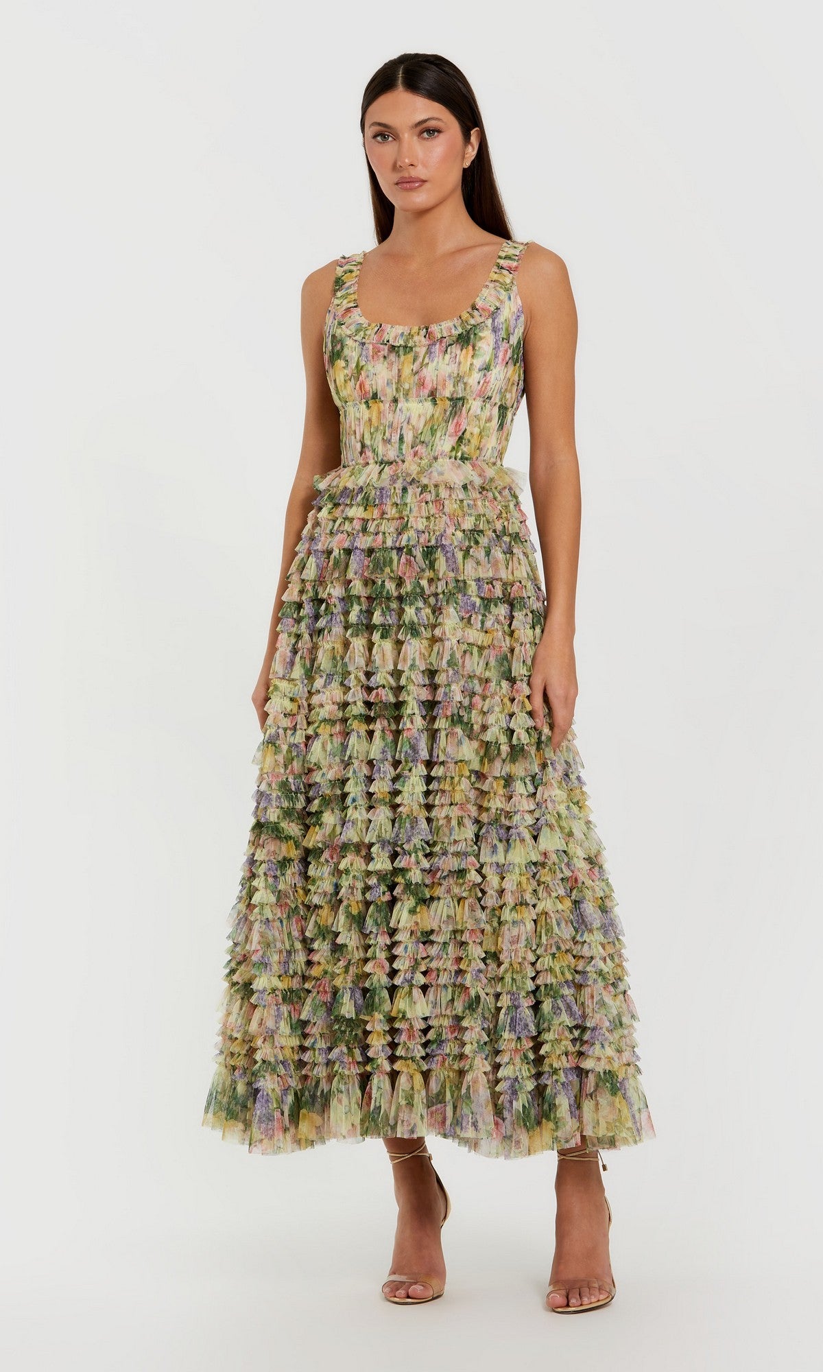 multi floral party dress Mac Duggal Women's Printed Ruffle Midi - - Size 6 Size:0-3 Months SCHL002651_B_M Carolina Herrera 2000s Green its all about personalized