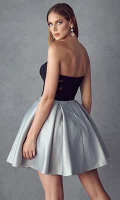 Juliet 829 Short Homecoming Dress Silver / XLarge Juliet 829 Short Homecoming Dress Silver / XLarge