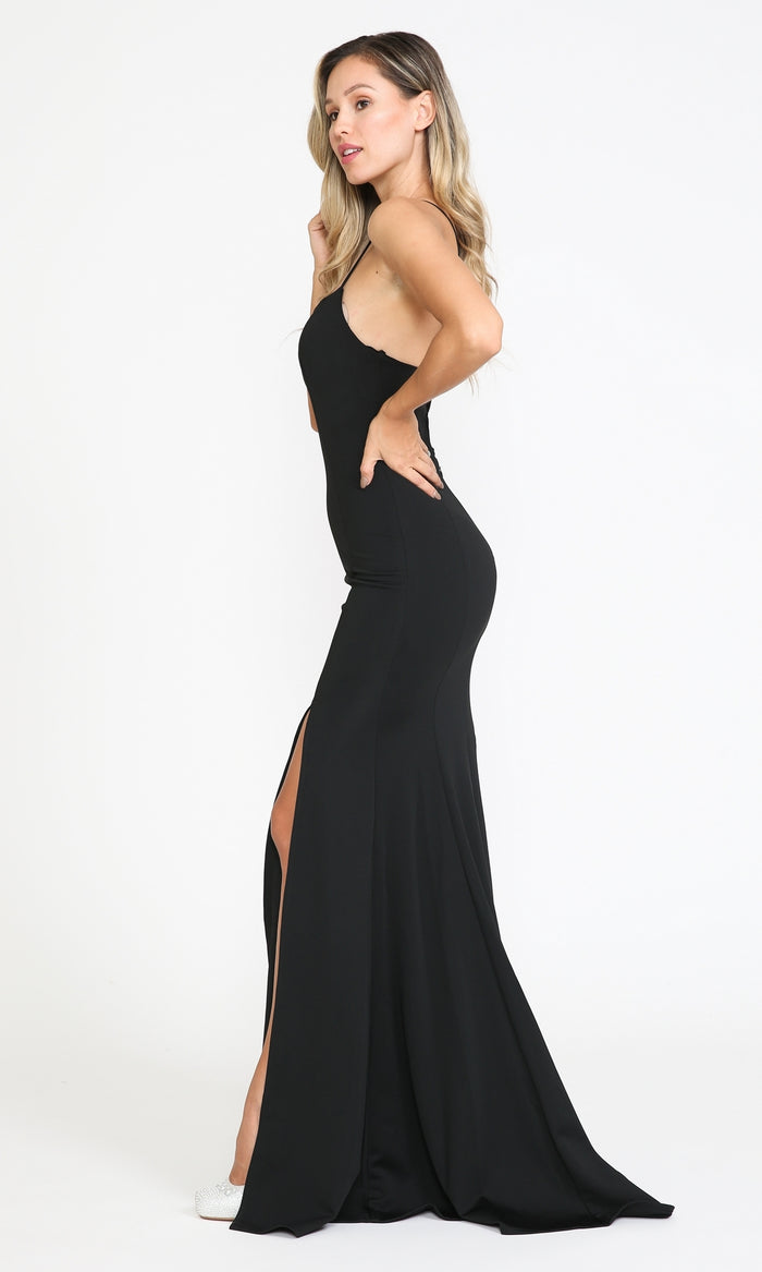 Classic Simple Open-Back Long Prom Dress 8376