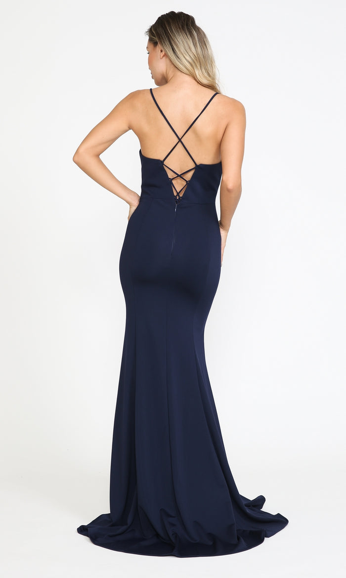 Classic Simple Open-Back Long Prom Dress 8376