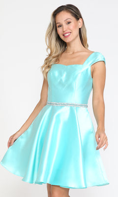 Short Cap-Sleeve Hoco Dress with Pockets - PromGirl Short Cap-Sleeve Hoco Dress with Pockets - PromGirl