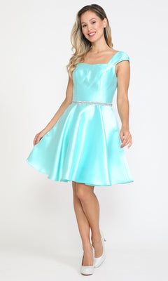 Short Cap-Sleeve Hoco Dress with Pockets - PromGirl Short Cap-Sleeve Hoco Dress with Pockets - PromGirl